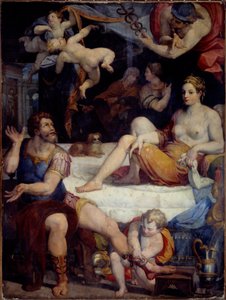 Trójai háború: „” Merkúr megparancsolja Eneenek, hogy hagyja el Didont”” Orazio Samachini (1532-1577) festménye, 16. század V. 2,49x1,78 m alkotó: Orazio Samachini
