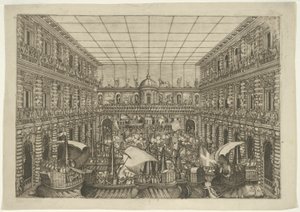 Naumachia a Palazzo Pitti udvarán alkotó: Orazio Scarabelli