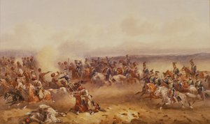 A 10. huszárok egy osztaga legyőzi az oroszokat Csernajánál, 1855. augusztus 16., 1890 körül