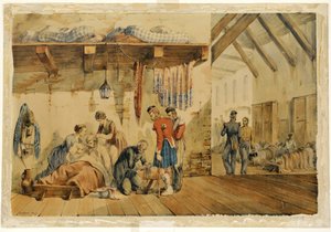 [Barakk] Scutari Kórház, jelenet a Felvidéki Ezred ápolóival és katonáival, 1854-56