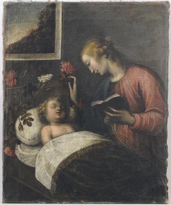 Madonna és gyermeke (olaj, vászon) alkotó: Orsola Maddalena Caccia