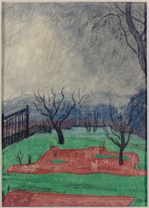 Field at Sunset (papírral és zsírkrétával)