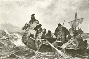Leif Ericson Vineland partjainál (mélynyomás) alkotó: Oscar Wergeland