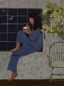 Étkezés a holdfényes ablaknál alkotó: Osheensgallery