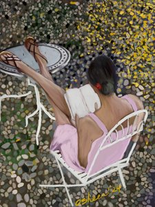 Békés olvasás a teraszon alkotó: Osheensgallery