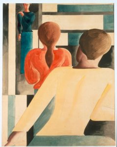 Belseje kék, sárga és piros színben alkotó: Oskar Schlemmer