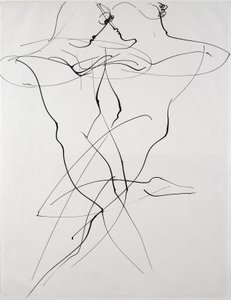Két figura ellentétes mozgásban, táncban alkotó: Oskar Schlemmer