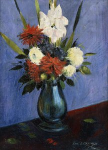 Virágváza Gladiolával és Dáliákkal; Virágváza kardvirágokkal és dáliákkal alkotó: Oskar Schlemmer