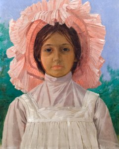 Lány rózsaszín sapkával alkotó: Osman Hamdi Bey