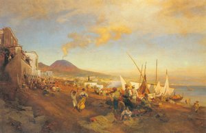 Német: A nápolyi tengerparton alkotó: Oswald Achenbach