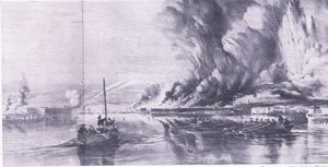 Szevasztopol eleste és az oroszok visszavonulása, 1855. szeptember 8., illusztráció a brit szárazföldi és tengeri csatákból, 1915 alkotó: Oswald Walters Brierly