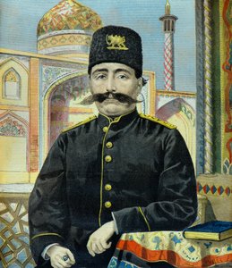 Shah Mozaffer Ed Dine perzsa sah portréja (metszet)
