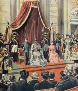 A spanyol-amerikai háború, Mária Krisztina osztrák régens beszédet mond a Cortes Generales előtt alkotó: Oswaldo Tofani