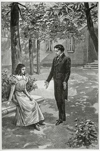 Victor Hugo kinyilvánítja szerelmét Adèle Fouchernek, 19. század (bw-metszet)