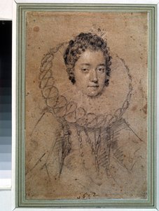 ""Az arisztokrácia hölgyének portréja"" széles gallért (eper) visel. Ottavio Maria Leoni (1578-1630) rajza 1612 Puskin Múzeum, Moszkva