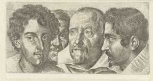 Portret van Cosimo Orsino, Cesare Bartolotti, Sigmund Laire és Ottavio Leoni zelfportret alkotó: Ottavio Mario Leoni