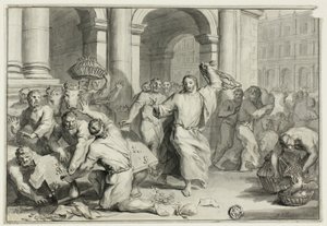 Krisztus elűzi a pénzváltókat a templomból alkotó: Ottmar Elliger the Younger
