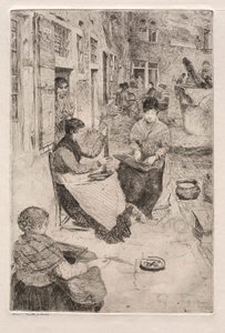 Velencei rézkarcok: Gyöngyfűzők, 1882. alkotó: Otto H. Bacher