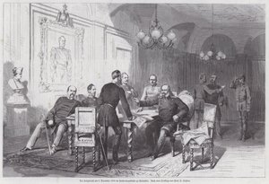 A porosz hadsereg parancsnokai haditanácsot tartanak Versailles-ban, francia-porosz háború, 1870. december 6. (metszet) alkotó: Otto Johann Heinrich Heyden