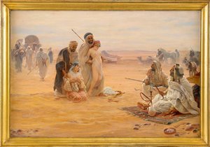 Le marche aux esclaves - A rabszolgapiac - Pilny Ottó (1866-1936) festménye, Olaj, vászon 1910 (80x120 cm) - Magángyűjtemény