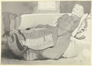 Luise Scholderer a kanapén alva alkotó: Otto Scholderer