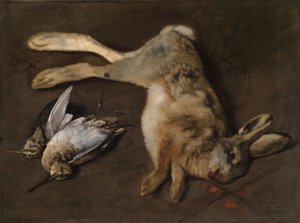 Csendélet szalonkákkal és egy nyúllal alkotó: Otto Scholderer
