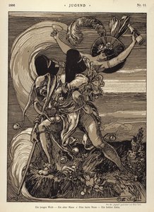 Egy fiatal nő - egy öregember - egy kemény dió - egy üreges fog (litho) alkotó: Otto Seitz
