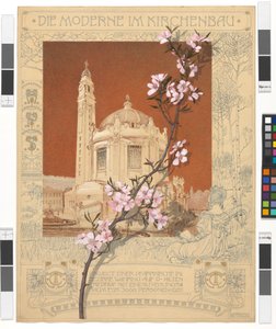 Währingi plébániatemplom, „A modernség a templomépítészetben” című szemléltető tábla alkotó: Otto Wagner