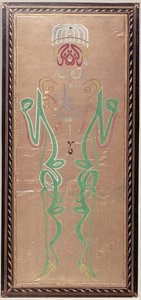 Arab kalligráfia Mohamed vejének, Ali és Alis két fiának, Haszannak és Husszeinnek a nevével (színes tinta papíron) alkotó: Ottoman School