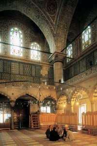 Építészet, oszmán művészet: Mehmet Aga (1609-1616) által épített Kék mecset vagy Sultanahmet Camii belseje. Törökország Isztambul. alkotó: Ottoman School