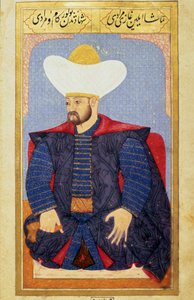 Az Oszmán Birodalom szultánjának portréja I. Murád (1326-1389) Miniatűr Seyyid Lokman Husszein „” Human physiognomy (Az oszmánok személyes berendezkedéseiről) című kéziratából. (Ms. ty6087 fólió 27b) alkotó: Ottoman School