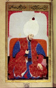 Soliman (Suleyman) I the Magnificent (1494-1566), szultán oszmán miniatűr Seyyid Lokman Hussein „” Human Physiognomy (About Personal Arrangements of Ottomans) című kéziratából. (Ms. ty6087 fólió 27b) alkotó: Ottoman School
