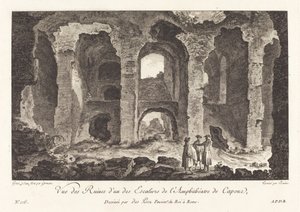 Kilátás a romokra a Capua Amfiteátrum egyik lépcsőjéről alkotó: P.F. Germain after Louis Jean Desprez