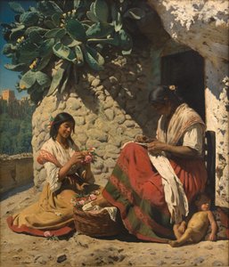 Két cigány nő a házikójukon kívül. Spanyolország alkotó: Peder Severin Krøyer