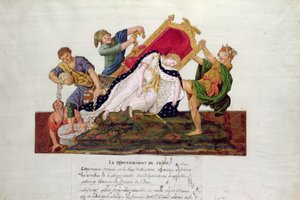 Allegóriája a trón borulásának Franciaországban a francia forradalom idején (guache)
