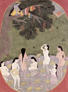 Krishna a tehénlányok ruháival, Tehri-Garhwal, 1820-30