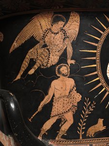 Részlet egy lucanai csésze-kráterről, ie 400 körül (kerámia) alkotó: Painter Policoro