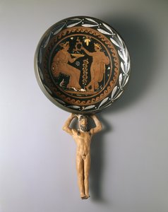 Piros alakú patera Atlasz nyéllel, Kr.e. 4. század utolsó harmada. (kerámia és pigment) alkotó: Painter of Louvre