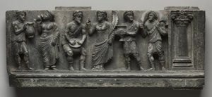 Babilóniai Relief, Pakisztán, Gandhara, Buner Area, Korai párnázási időszak (Ed 1-3to) (Schist) alkotó: Pakistani School