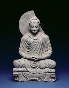 Ülő Buddha, Gandhara, Kr.u. 1-3. század (pala)