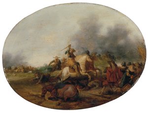 Lovassági összecsapás egy elesett lóval, 1637