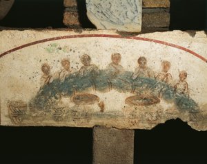 Eucharisztikus lakoma, Szentségi Cubicula (freskó) alkotó: Paleo Christian