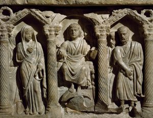 Ókeresztény szarkofág, más néven Blessed Giles szarkofágja, márvány, San Bernardino oratóriuma, Perugia, Umbria, Részlet, Olaszország, 4. század