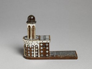 A Szent Sír templom makettje (fa és gyöngyház) alkotó: Palestinian School
