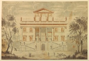 Rajz, Egy villa emeletrajza, 1750-70 alkotó: Paolo Posi
