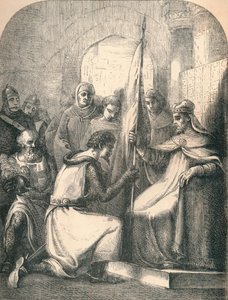 Hugh de Vermandois felszentelt zászlót kapott Urbán pápától, 1869 alkotó: Paolo Priolo