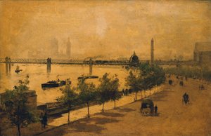 The Thames Embankment, London (olaj, panel)