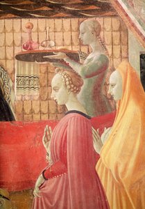 Szűz születése, egy szolga és két kísérő részlete, 1440 freskó lásd még 85550 alkotó: Paolo Uccello