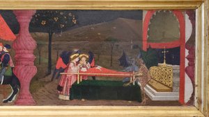 Predella a gazdatest meggyalázásáról, részlet alkotó: Paolo Uccello