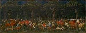 Vadászat az erdőben, 1465-70 körül